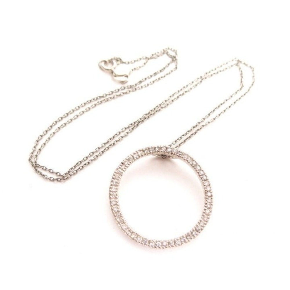 Sterling‎ Silver Circle Pendant with Chain Necklace